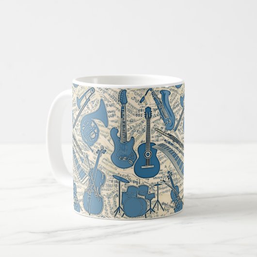 Mug Partition Musique et instruments Blue/Ivory ID481 (Devant gauche)