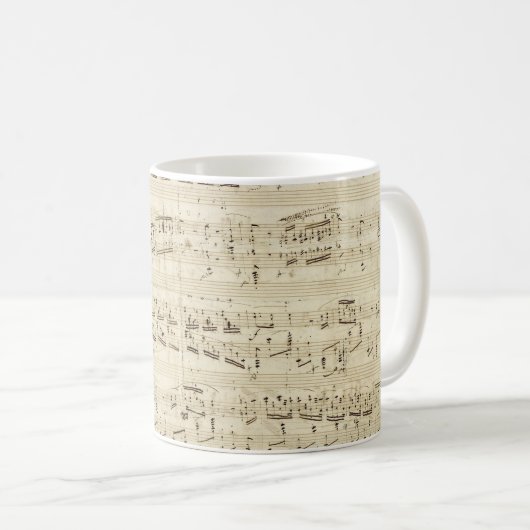 Mug Partition sur parchemin manuscrite en encre (Devant droit)