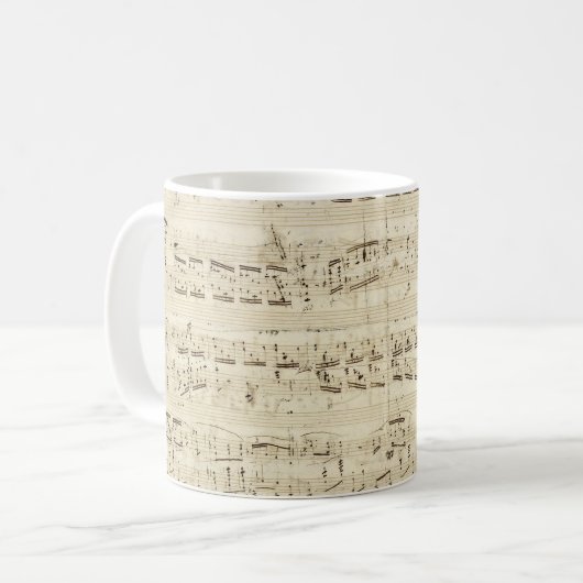 Mug Partition sur parchemin manuscrite en encre (Devant gauche)