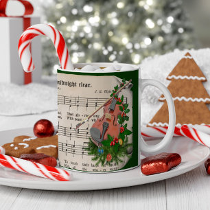 Mug Partitions de Noël vintage avec violon festif