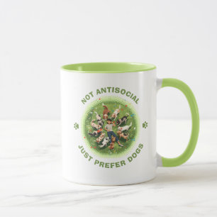 Mug Pas antisocial - Préfère simplement les chiens - V
