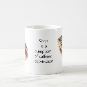 Mug Pas assez de Coffee Devis Chouette dorée avec atti
