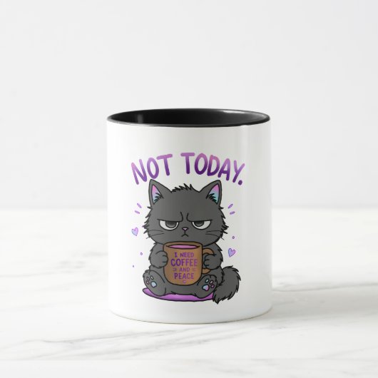 Mug Pas aujourd'hui Grumpy Cat Amoureux du Café Mignon (Centre)