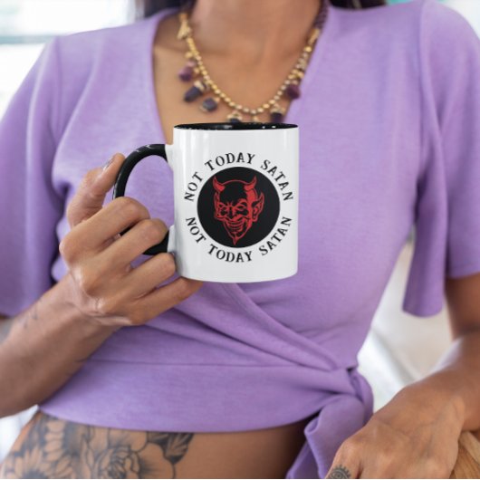 Mug Pas aujourd'hui Satan souriant diable drôle café