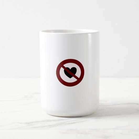 Mug Pas d'autocollant de coeur d'amour (Centre)