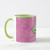 Mug Pas de café Pas de biscuits en rose et vert (Gauche)