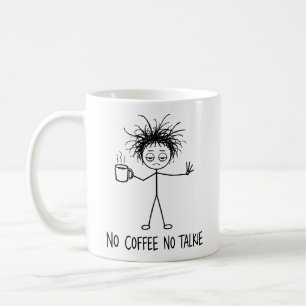 Mug Pas de café, pas de parlote Mec drôle en bonhomme