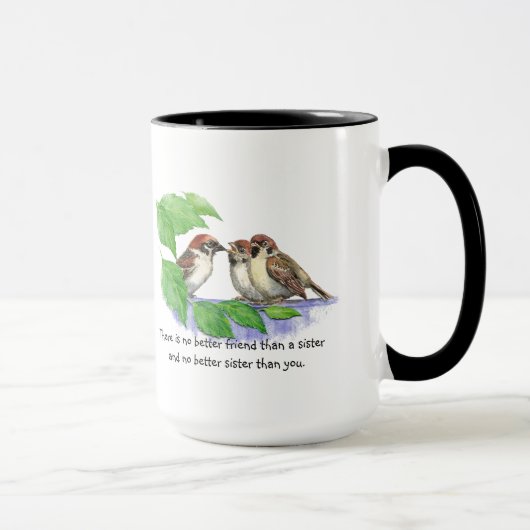 Mug Pas De Meilleur Ami Soeur Citer Oiseaux Famille (Droite)