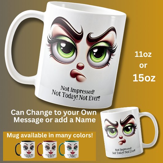 Mug Pas impressionné, yeux fabuleux visage drôle