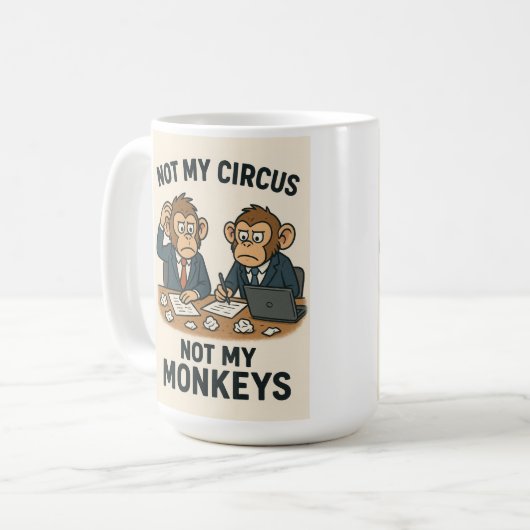 Mug Pas mon cirque, pas mes singes - Drôle moine caric (Devant gauche)