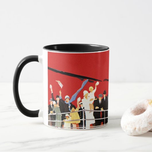 Mug Passagers de bateaux de croisière vintages saluant (Avec donut)