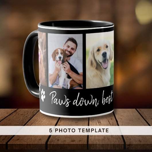 Mug Passe vers le bas Meilleur Chien Papa 5 Photo Coll