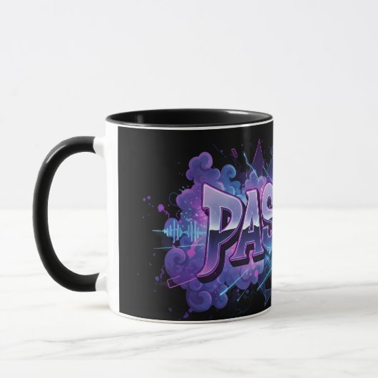 Mug Passion Cyberpunk Typography – Vibrant Modern Word (Gauche)