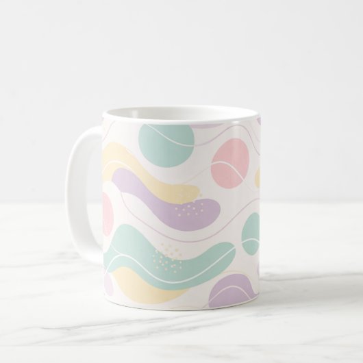 Mug Pastel Abstract Seamless Pattern Waves and Circles (Devant gauche)