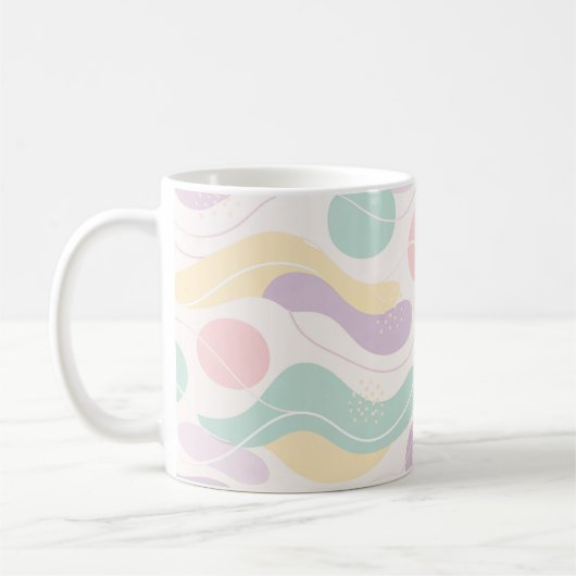 Mug Pastel Abstract Seamless Pattern Waves and Circles (Gauche)