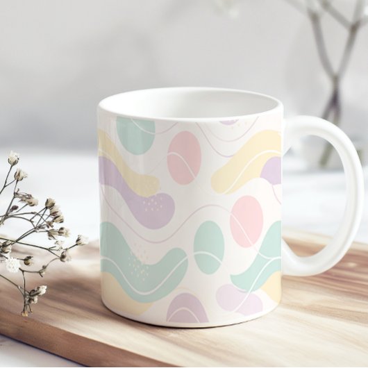 Mug Pastel Abstract Seamless Pattern Waves and Circles