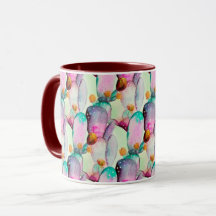 Pastel Aquarelle Cactus Fleurs Motif du désert