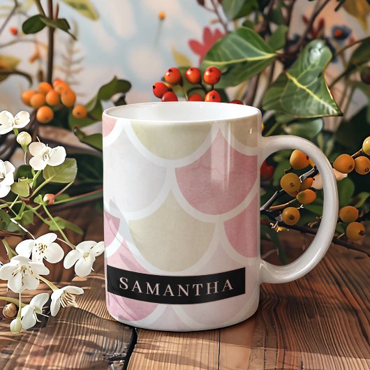 Mug Pastel Aquarelle Sirène Motif avec nom