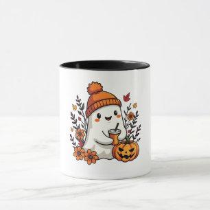 Mug Pastel Automne Kawaii Fantôme Automne Citrouille É