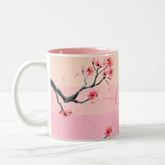 Mug pastel aux fleurs de cerisier rose (Gauche)