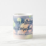 Mug Pastel Balloons Joyeux Anniversaire Nom personnali<br><div class="desc">Cette tasse amusante est une excellente façon de souhaiter à cette personne spéciale un anniversaire très heureux. Comprend un arrière - plan mignon avec des ballons pastel dans les tons vert, pêche et rose avec le texte qui dit : Joyeux anniversaire et le nom du destinataire. Il y a de...</div>