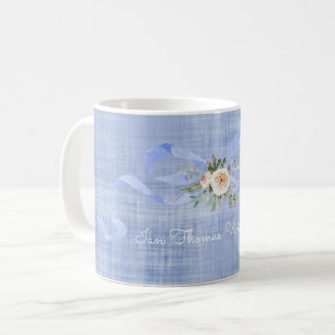 Mug Pastel Blue Bow Baby Boy Nom personnalisé