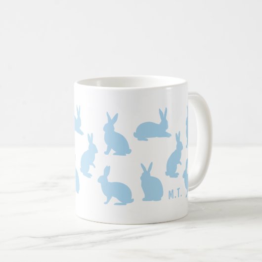 Mug Pastel Blue Bunnies With Custom Monogram Easter (Devant droit)