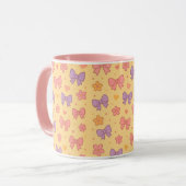 Mug Pastel Bows & Flowers Pattern – Cute Yellow Girly (Devant gauche)