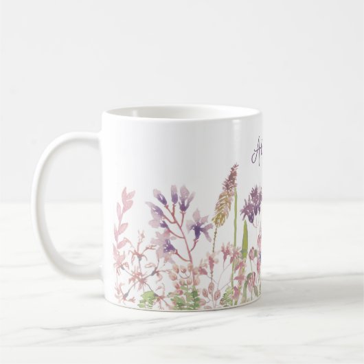 Mug Pastel Champ de Monogramme Fleur sauvage (Gauche)