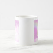 Mug Pastel Ciel rose avec Monogramme arc-en-ciel jaune (Centre)