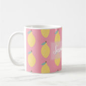 Mug Pastel Citrons Jaunes Motif sur Rose Personnalisé (Gauche)