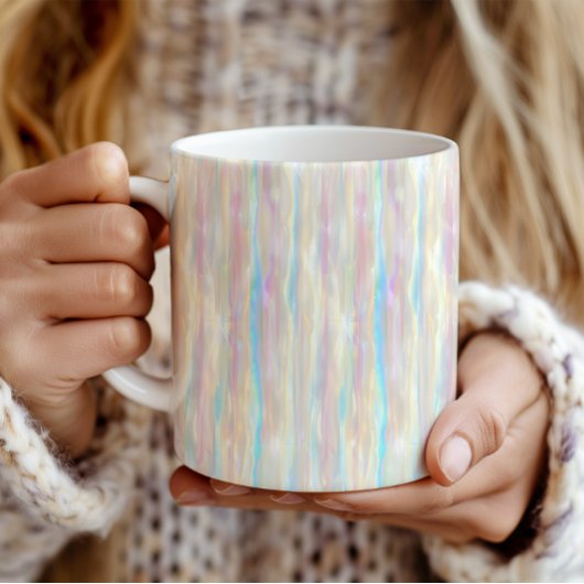 Mug Pastel Colors Shimmering Iridescent Stripes Patter