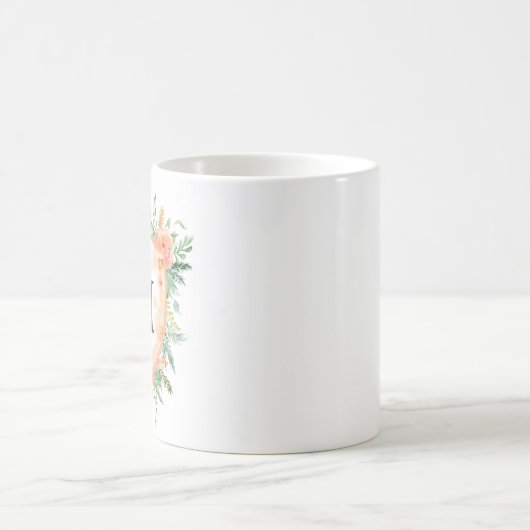 Mug pastel crest moquette monogramme floral d'hiver (Centre)