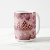 Mug Pastel Dahlia Bloom Art with Hearts (Devant droit)