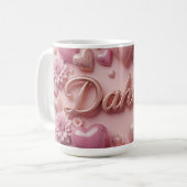 Mug Pastel Dahlia Bloom Art with Hearts (Devant gauche)