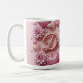 Mug Pastel Dahlia Bloom Art with Hearts (Gauche)