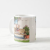 Mug Pastel des Bulldogs français avec fleurs (Devant gauche)