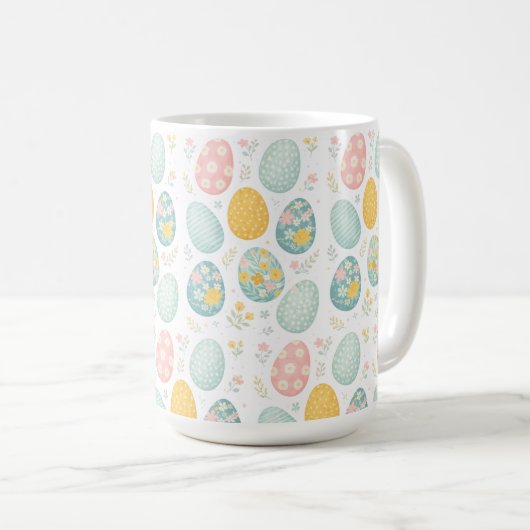 Mug Pastel Easter Eggs Floral Pattern - Cute Spring  (Devant droit)