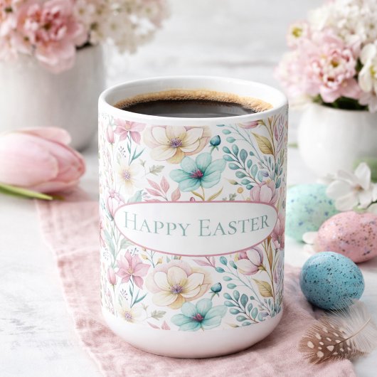 Mug Pastel Easter Floral Art with Spring Blooms 