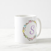 Mug Pastel Easter Willow Wreath With Purple Monogram (Devant droit)