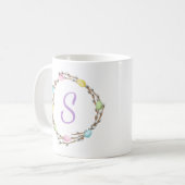 Mug Pastel Easter Willow Wreath With Purple Monogram (Devant gauche)