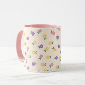 Mug Pastel Floral Pattern – Cute Yellow, Pink & Purple (Devant gauche)