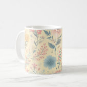 Mug Pastel Floral rose & bleu sur jaune clair (Devant gauche)