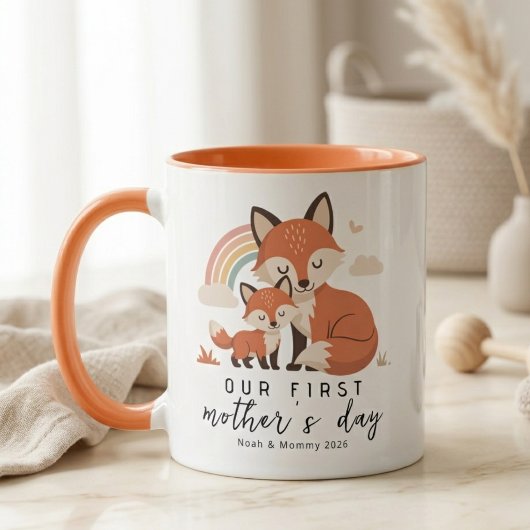 Mug Pastel Fox Mom Baby First Mother’s Day Rainbow