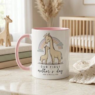 Mug Pastel Giraffe Mom Baby First Mother’s Day Rainbow