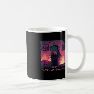 Mug Pastel Goth Menhera I'm Fine Sad Anime Girl Déplai