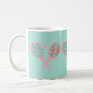Mug Pastel Heart Tennis Lecteur Racquettes Ball Design