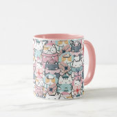 Mug Pastel Kawaii Character Collage (Devant droit)