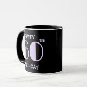 Mug Pastel Lilac 60e Anniversaire Nom Noir (Devant gauche)