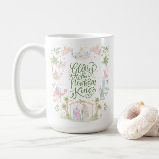 Mug Pastel Nativity | Glory to the Newborn King (Avec donut)